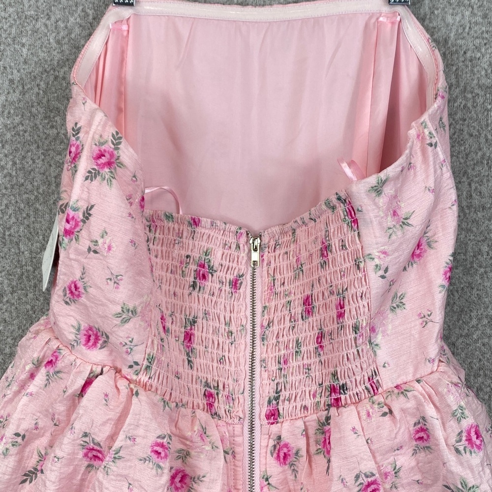 Altar’d State strapless tiered maxi dress Medium pink floral cottagecore roses - Picture 7 of 11